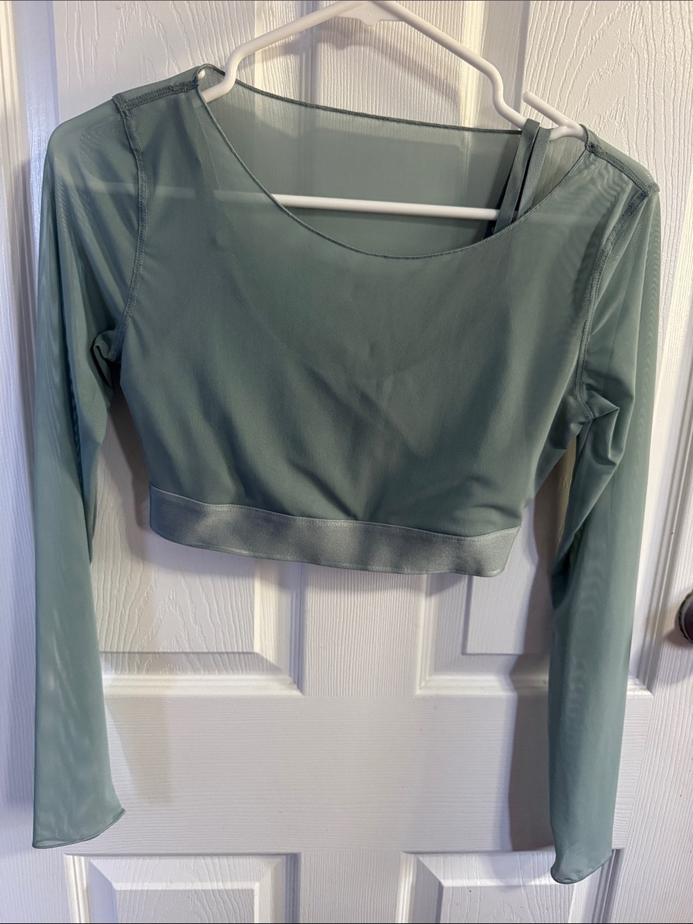 Joe Fresh Sage Green Long-Sleeve Cropped Top
